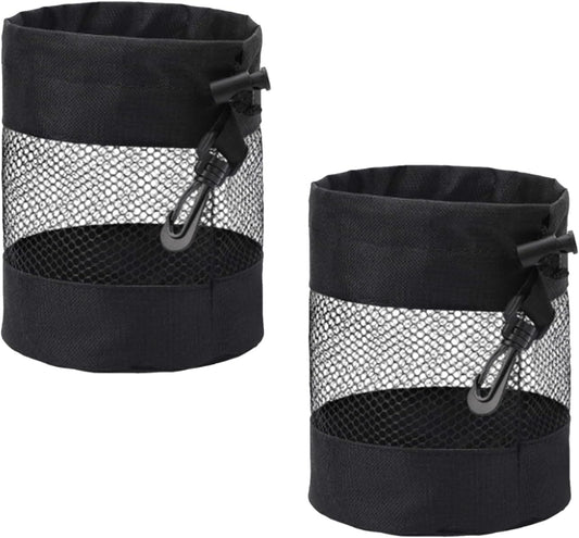 2 Pcs Golf Ball Storage Bag Premium Nylon Mesh Drawstring Pouch, Multi-Purpose Organizer for Storing Golf Balls (Black)