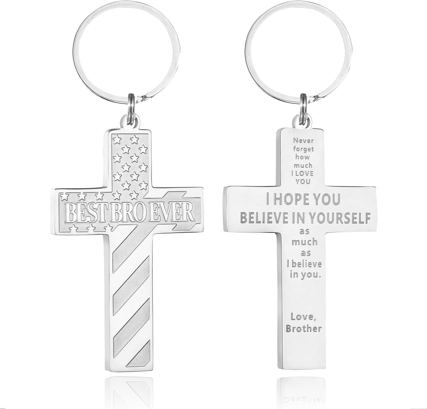 Football/Baseball/Soccer/Basketball Cross Keychains for Men First Communion Baptism Confirmation,Mens Gifts