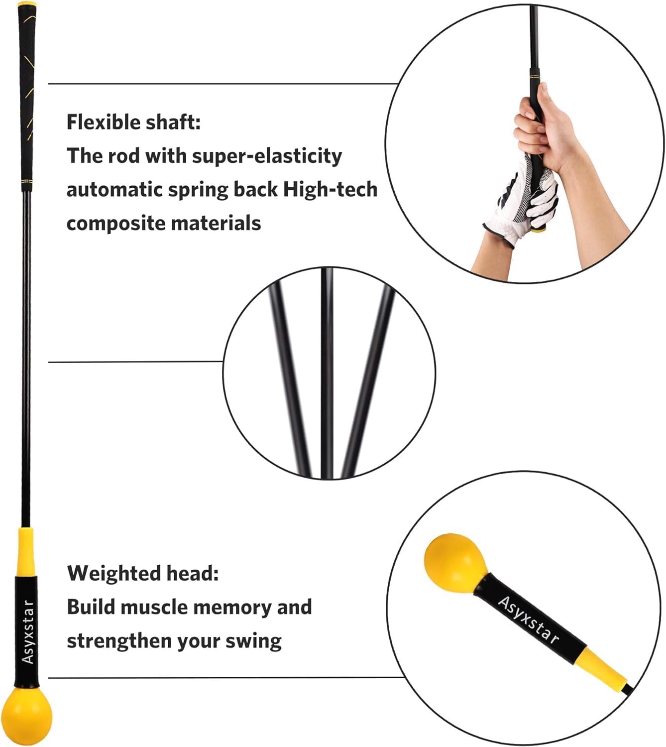 Golf Swing Trainer Aid - Power Flex Golf Swing Training aid for Strength and Tempo Golf Swing Speed Trainer Golf Training aid Golf Warm up Stick