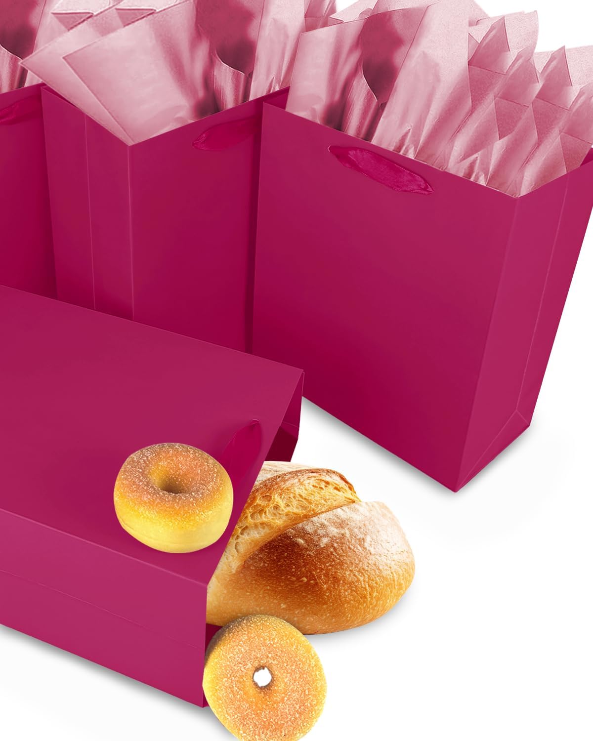 Gcardist Dragon Fruit Gift Bags with Tissue Paper for Wedding, Birthday, Party Supplies-7.9"x4.3"x9.6" Medium Size Cardboard Gift Bags（5pcs Bags +10pcs Tissue Paper ）