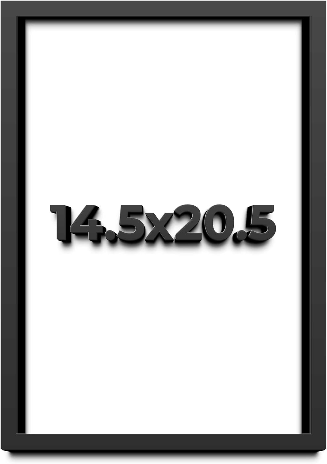 14.5x20.5 Shadow Box Black Solid Wood Display Frame with White Acid-Free Backing UV Acrylic & Hanging Hardware - with 3/4" Usable Depth