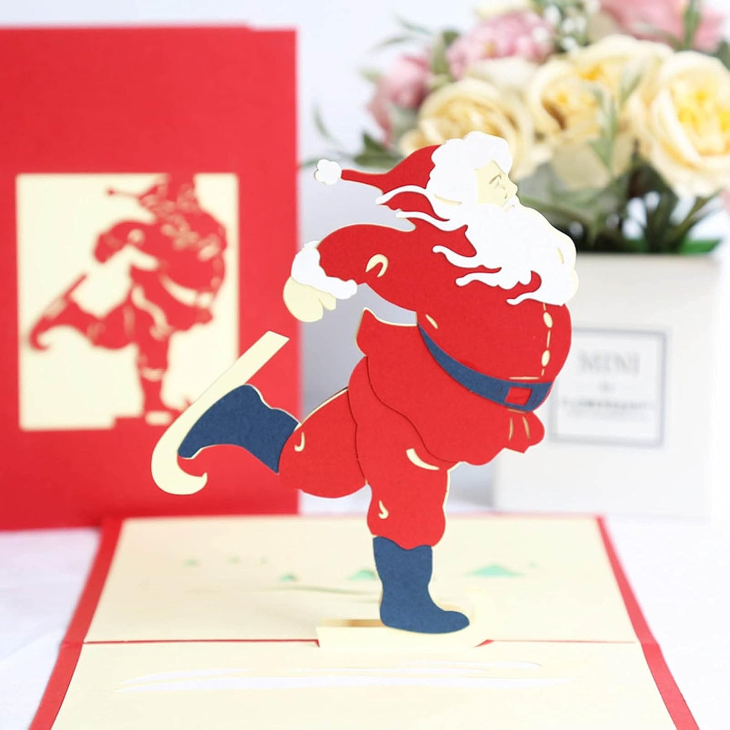 3D Christmas Greeting Cards, 9PCS, Pop Up Handmade Cards with Envelope Set of 9, For Xmas New Year Winter Holiday- Feature Xmas Tree, Snowman, Reindeer, Santa and Bell