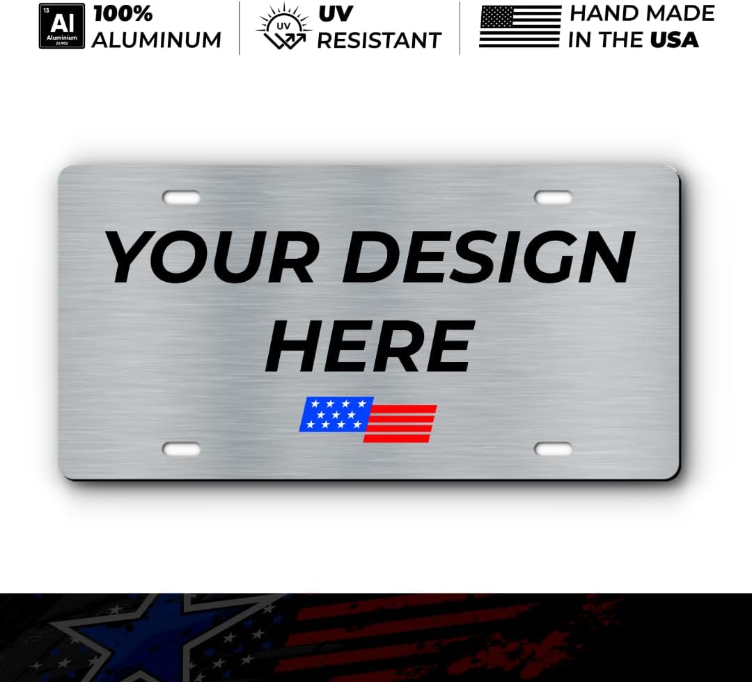 Personalized Custom Vanity License Plate for Cars & Trucks - Decorative Novelty Auto Accessory for Garage, Bar, or Home Display - Upload Your Logo for Your Business (Industrial)