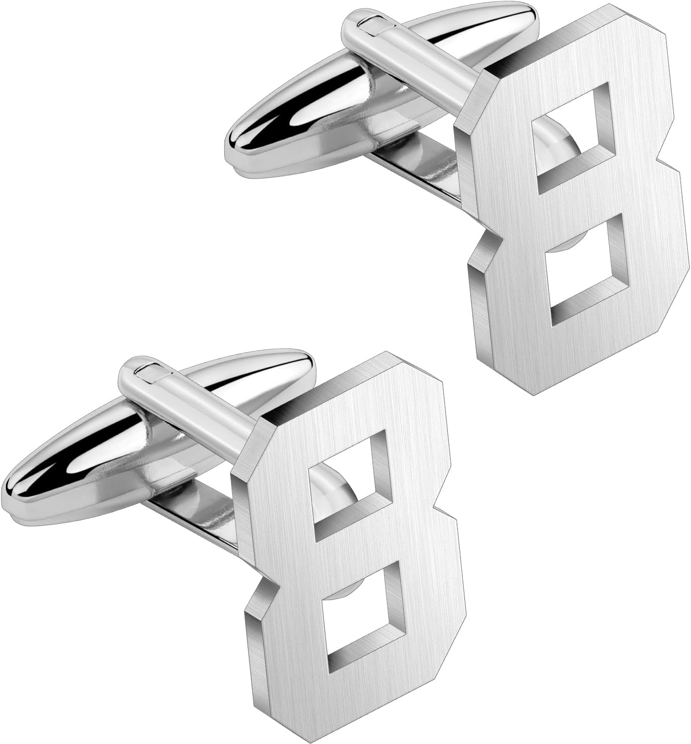 AMITER Mens Cufflinks with Number, Classic Silver Personalized Cuff Links for Men, Sport’s Day Casual or Formal Shirts