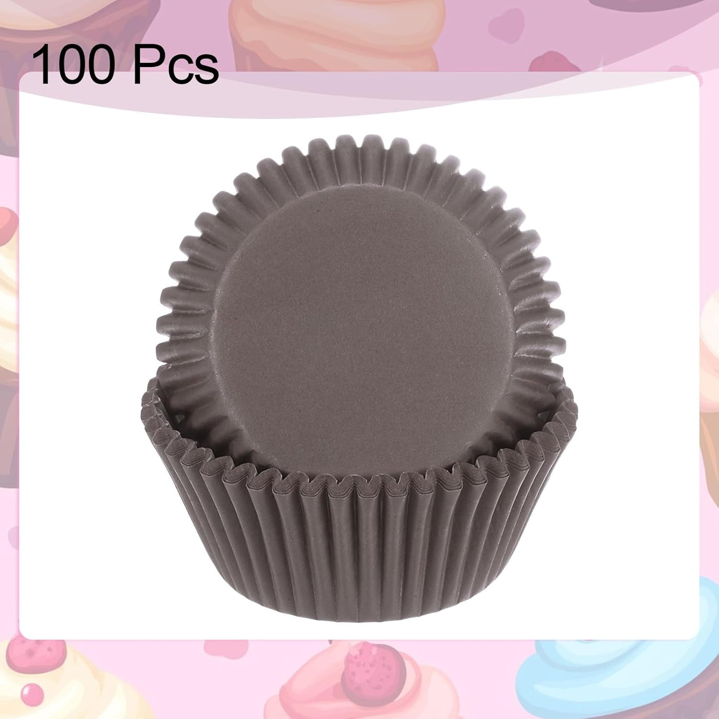 HARFINGTON 100 Count Cupcake Liners Coffee Cupcake Cups Standard Size Muffins Liners Papers Baking Cups Wrappers Greaseproof for Party Wedding Birthday