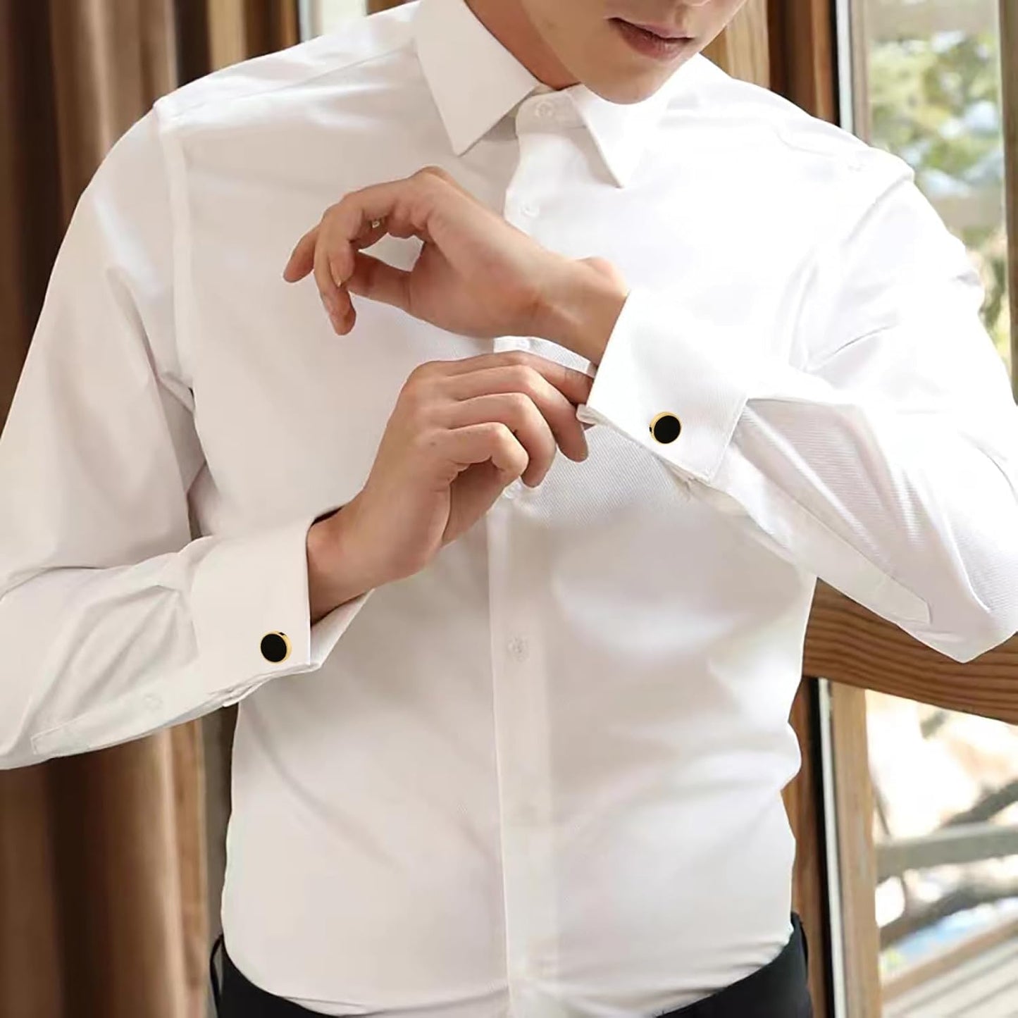 Cufflinks for Men and Tuxedo Shirt Studs Set with Gift Box Stainless Steel Cuff links