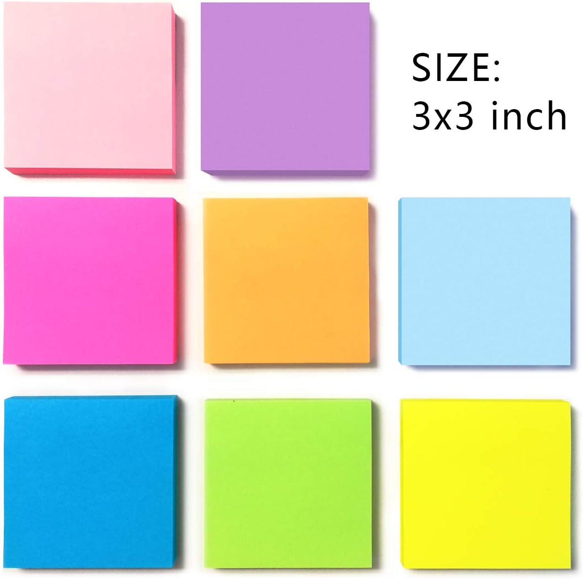 Phthdoty 8 Pads Pop Up Sticky Notes 3x3 Refills Bright Colors Self-Stick Notes Pads Super Adhesive Sticky Notes Great Value Pack