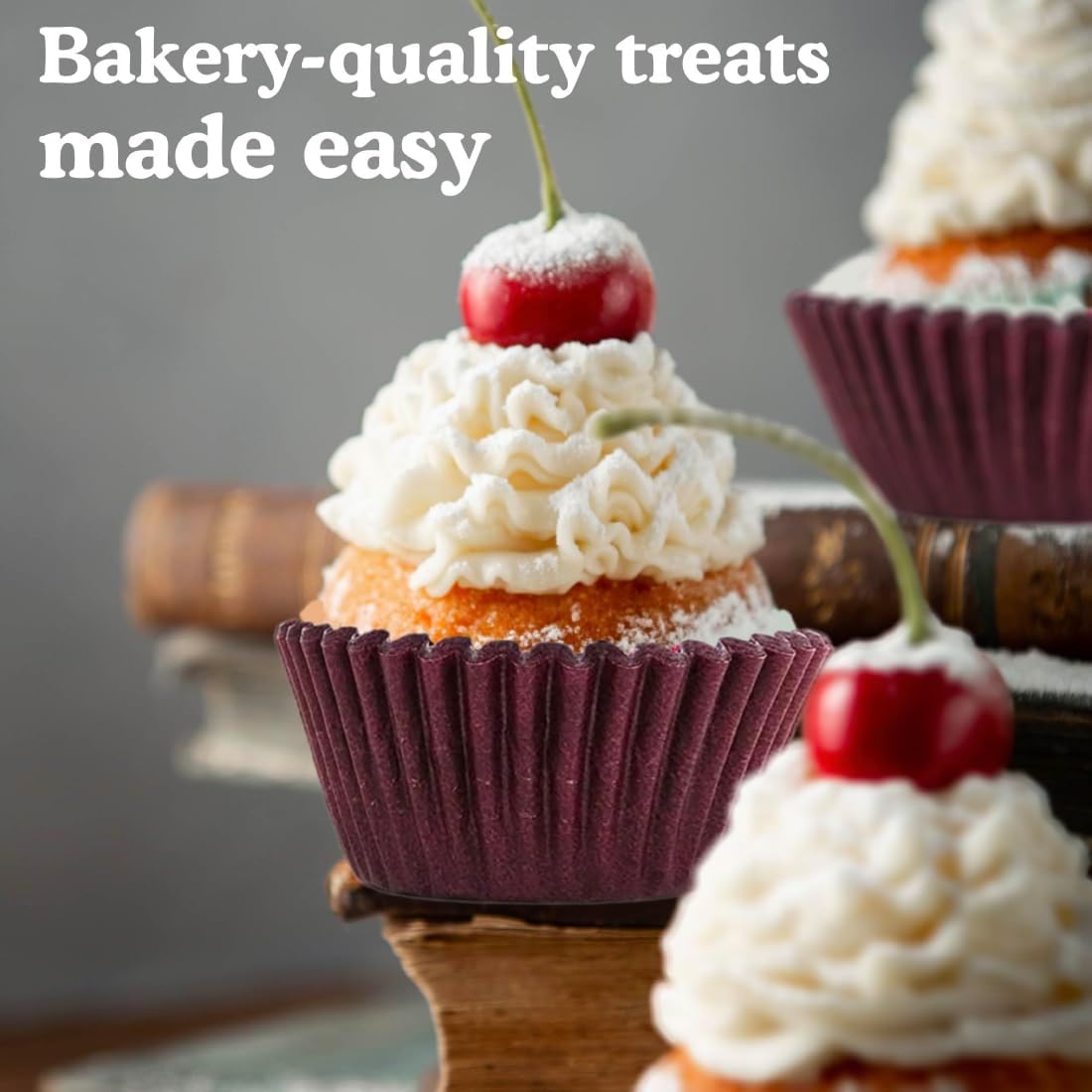 Regency Wraps Greaseproof Professional Grade Baking Cups, Pack of 40, Standard Liners, Burgundy Solid, for Cupcakes, Muffins, Candy, Non Stick