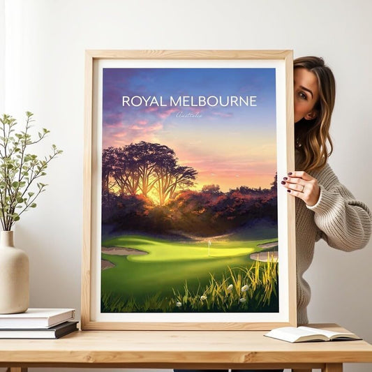 Nationcog Royal Melbourne Golf Poster, Australia- The West Course 5th Hole, Royal Melbourne Golf Course Poster, Australia Golf Art, Vintage Golf Print (Unframed) (11x14)