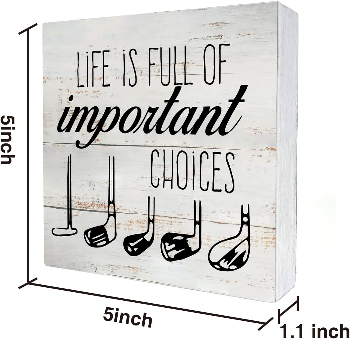 Rustic Life is Full of Important Choices Wood Box Sign Golf Life Wooden Box Sign Farmhouse Home Golfer Office Desk Shelf Decor (5 X 5 Inch)