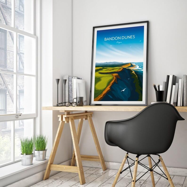 Bandon Dunes Golf Poster - Oregon Golf Course Resort, Oregon Golf Art, Coastal Golf Print, Vintage Golf Wall Decor, Scenic Golf Landscape, Golf Resort Artwork (Unframed) (24x36)