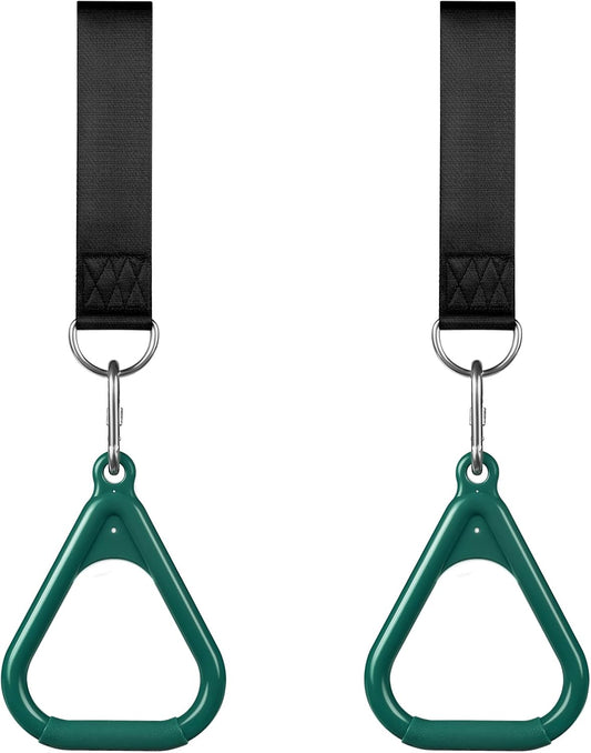 LadyRosian Trapeze Bar Swing Monkey Bars Hanging Ninja Rings Warrior Slackline Obstacle Course Kits for Kid Playground Equipment Accessories (Green)