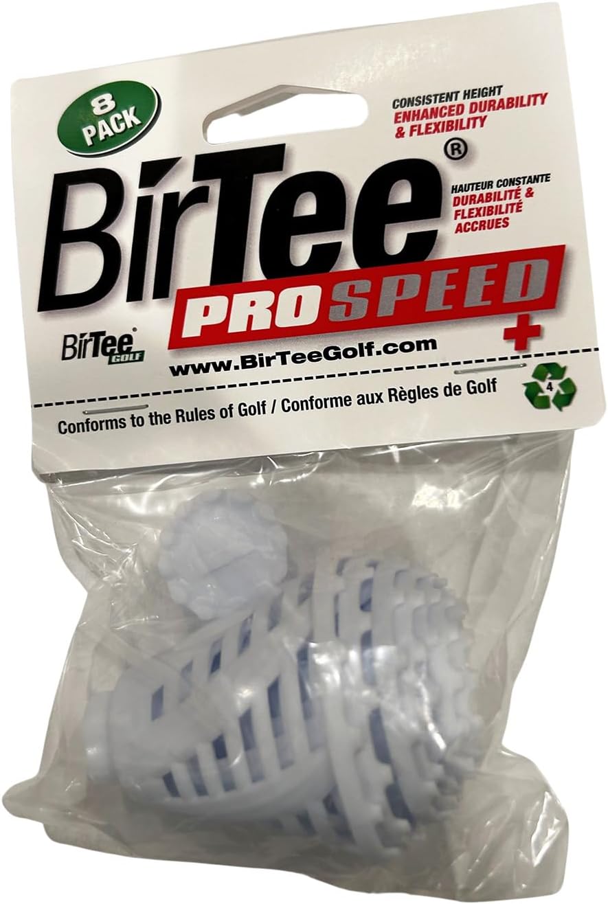 BirTee Golf Tees - PRO Speed Plus with Flexibility & Durability - 8 Pack. Indoor Golf Tees/Golf Simulator Tees/Winter Plastic Golf Tees