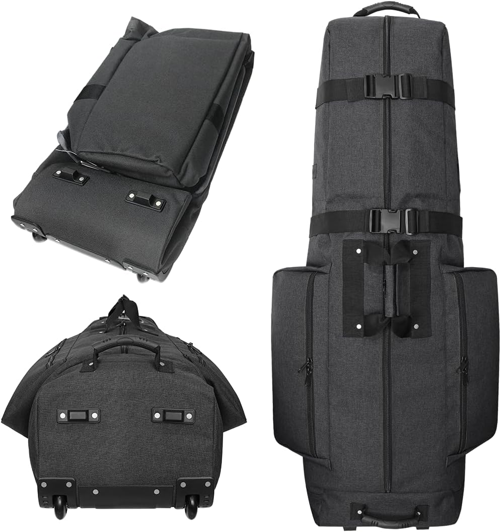 CaddyDaddy Constrictor Soft-Sided Golf Travel Bag Cover with Thick Dense Foam Padded Top 1 Year Full Travel Bag Replacement Coverage | Wheels & Lockable Zippers Case for Transporting Clubs on Airlines
