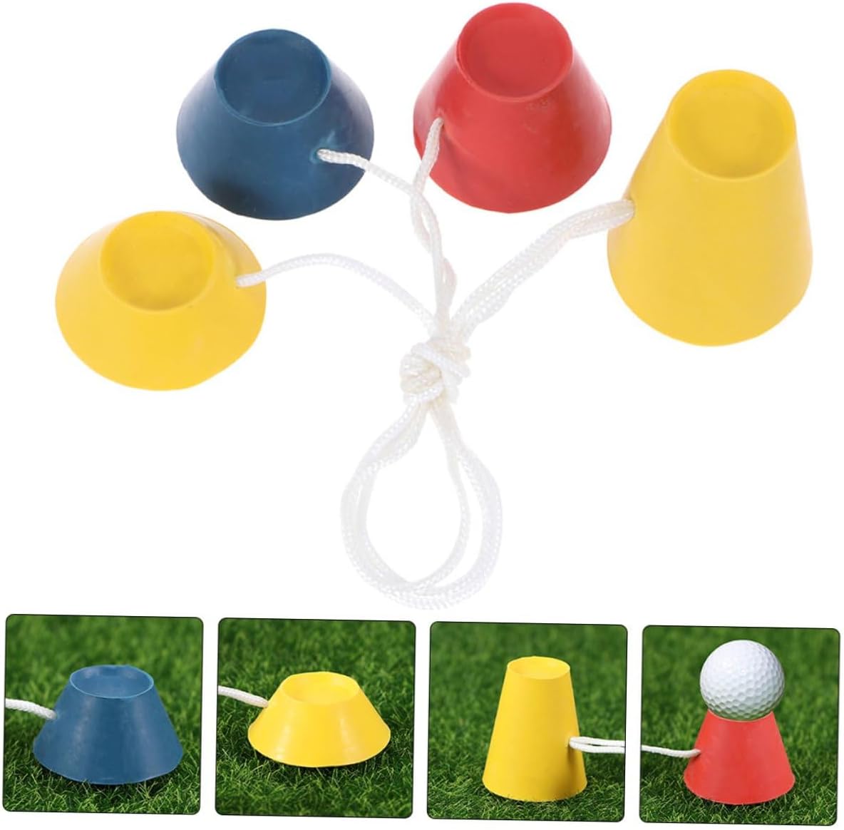 16Pcs Rubber Golf Tees with Ball Holder Bases Replaceable Golf Tee Holders for Driving Range and Outdoor Practice Lightweight Portable Mixed Colors