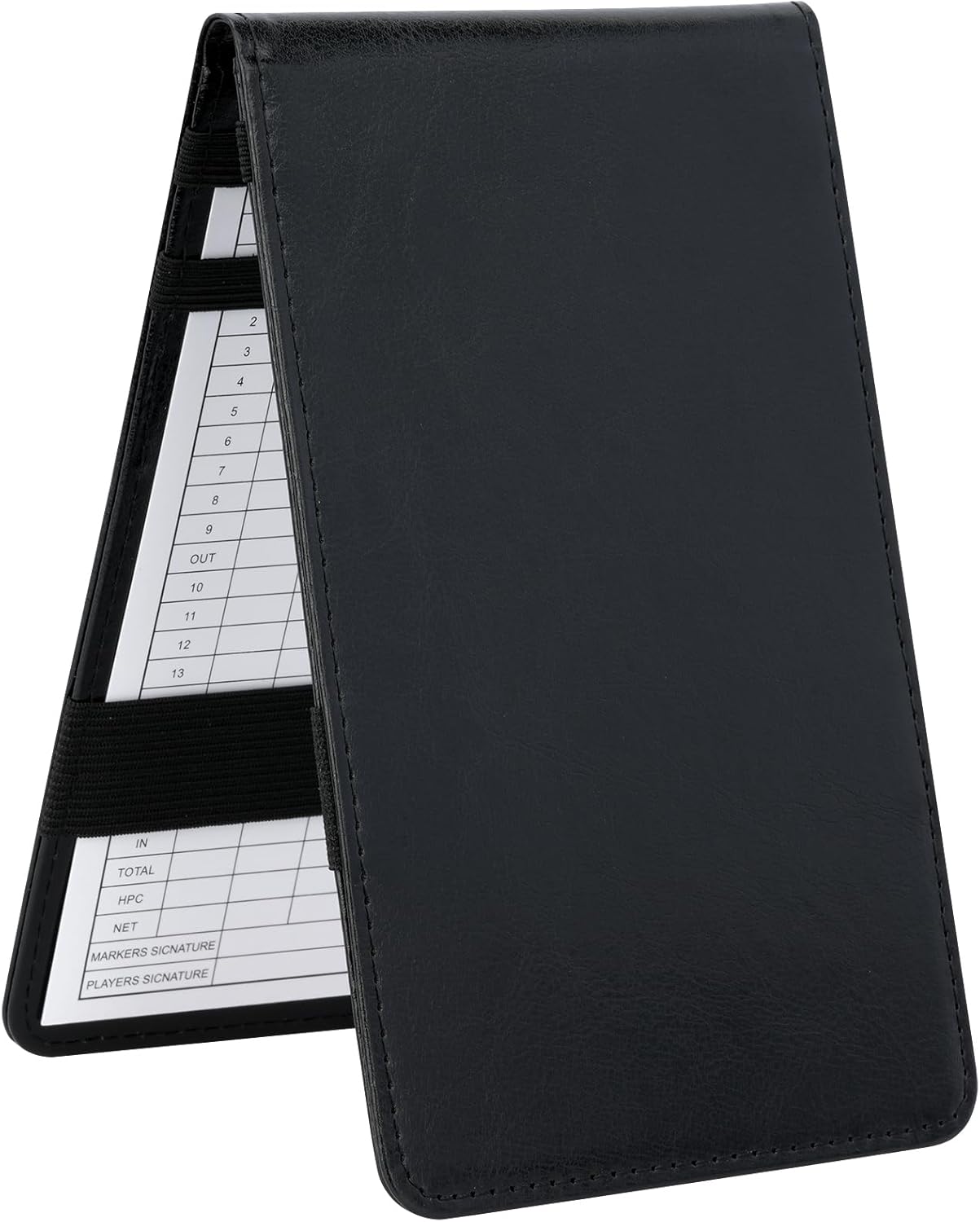 Golf Scorecard Holder PU Leather Yardage Book Cover with 2 Score Card,7.08"×4.33",Black