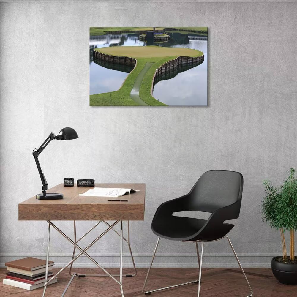 TPC Sawgrass Golf Course Wall Art for Living Room Bedroom Bathroom Home Decorations Golf Posters Canvas Prints Golf Pictures Framed Artwork Ready to Hang(18''H x 24''W)