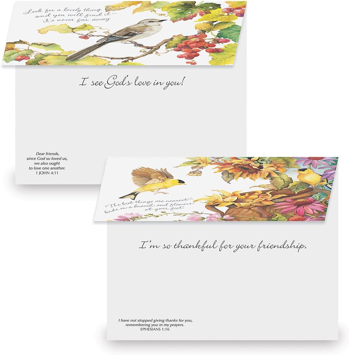 Current Nature's Serenade Religious Thinking of You Friendship Greeting Card Set - Value Pack of 20 Cards With White Envelopes for Friends & Family, 10 Designs, Large 5" x 7" Assortment