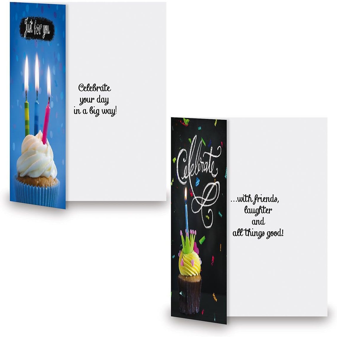 Current Blackboard Happy Birthday Greeting Card Set - Value Pack of 20 Cards With White Envelopes, 10 Designs, Large 5" x 7" Assortment