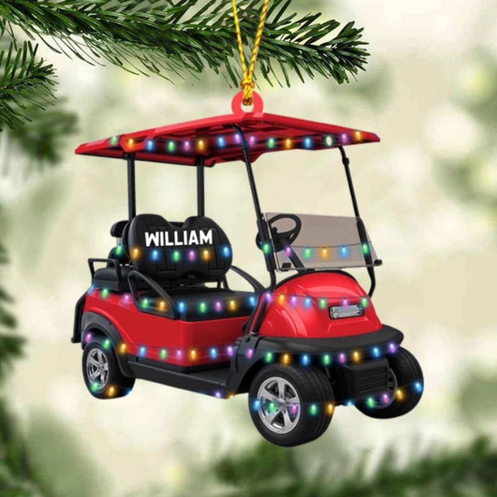 Personalized Golf Car Christmas Ornament, Christmas Ornament, Golf Cart Family, Golf Ornament, Golf Cart Ornament, Golf Christmas Ornaments, Golf Ornaments for Christmas Tree Gift for Golf Lovers/2