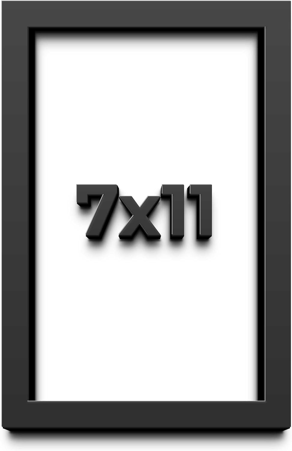 7x11 Shadow Box Black Solid Wood Display Frame with White Acid-Free Backing UV Acrylic & Hanging Hardware - with 3/4" Usable Depth
