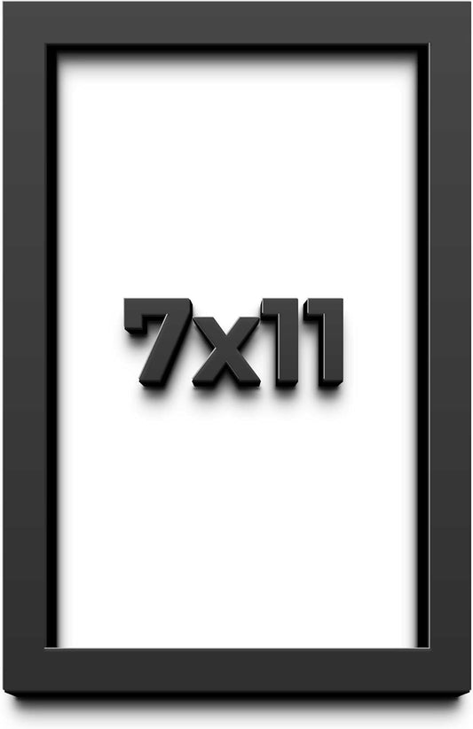 7x11 Shadow Box Black Solid Wood Display Frame with White Acid-Free Backing UV Acrylic & Hanging Hardware - with 3/4" Usable Depth