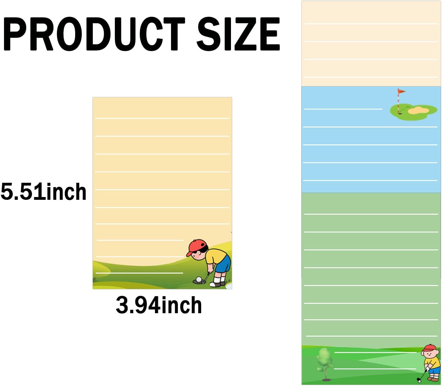 Golf Notebook Sticky Note Funny Memo Notepads to Do List Note Pad for Office Supplies(8 Pack)