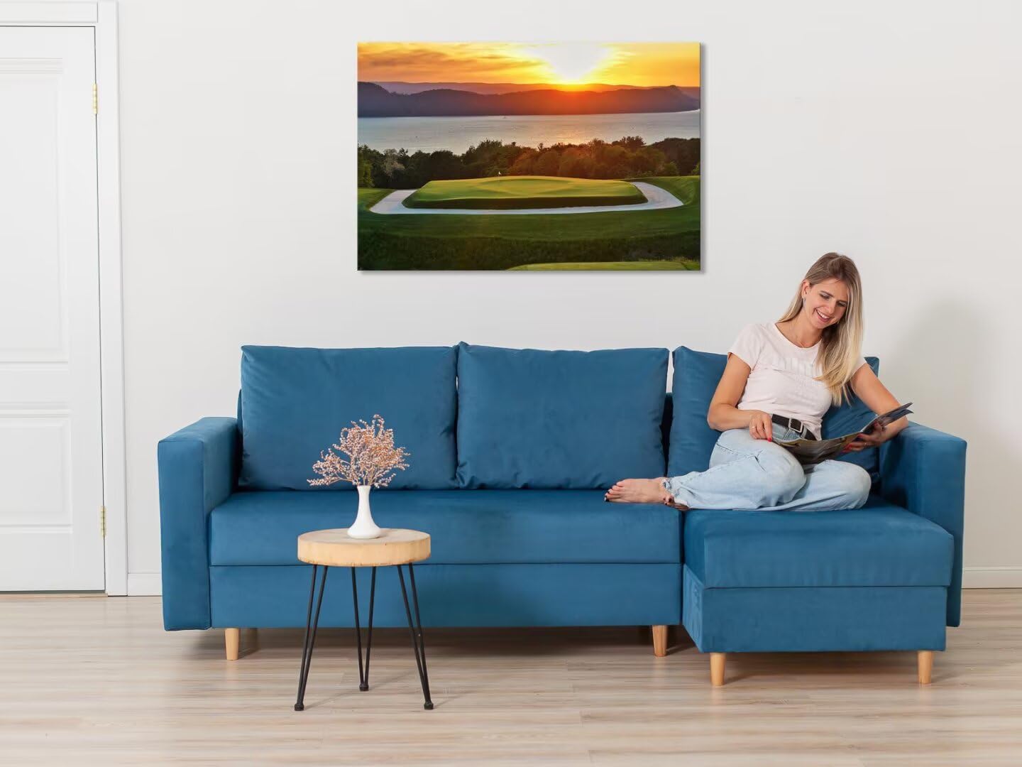 chenchenArt Sleepy Hollow 16 Hole Golf Course Wall Art for Living Room Bedroom Bathroom Home Decorations Sleepy Hollow Golf Course Picture Poster Canvas Prints Framed Ready to Hang(24''H x 36''W)