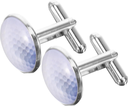 Silver Metal Golf Cufflinks for Men Shirt Accessories with Crystal Glass Gemstone Design Classic and Sturdy Fashion Buttons for Wedding Business and Formal Wear