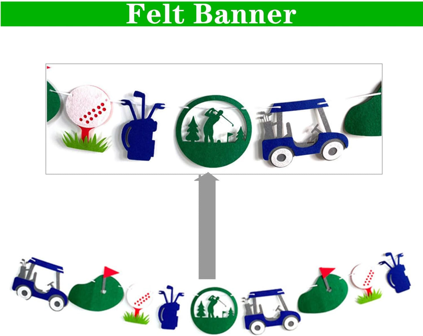 Let's Partee Time Golf Party Decorations Golf Balloons Banner Men Boys Party Balloons Decoration Sport Themed Party Supplies Green Balloons for Birthday Baby Shower Retirement Party