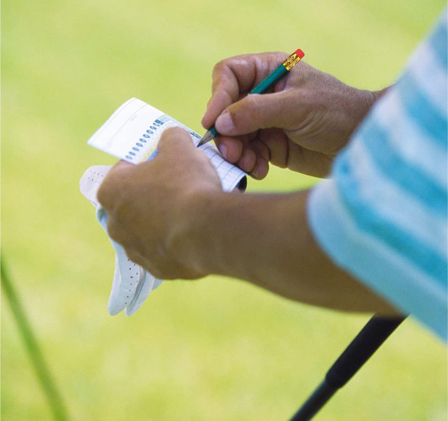 Adhere 25pcs Golf Pencils with eraser Hexagon Wooden Pencils Graphite 2B for Golf Event Scoring,Classroom,Wedding,Company Meetings,Pew, Pocket (Green)