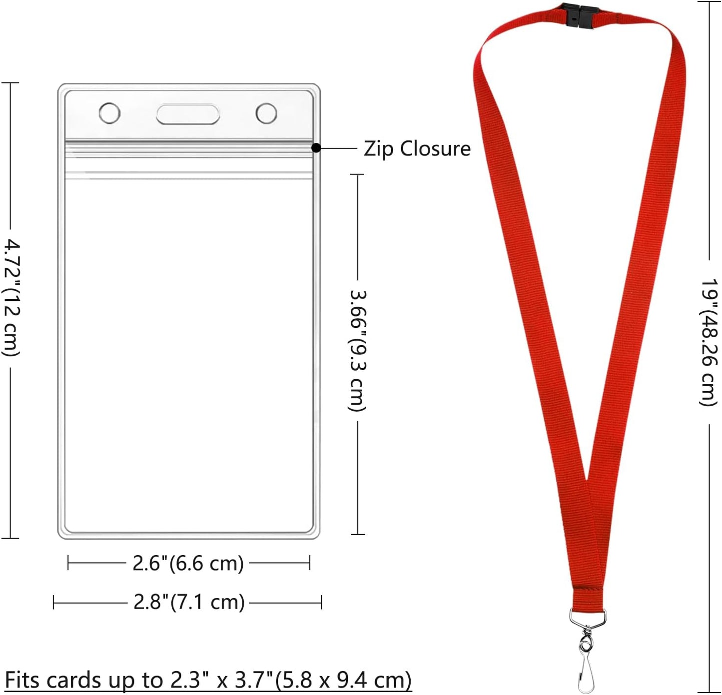 24-Pack Red Breakaway Lanyards with Waterproof Badge Holders, Polyester Neck Straps for ID Cards, Events, Office, and Schools