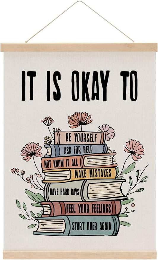 Inspirational Boho Poster Hanger, Positive Affirmations Wall Decor, Educational Posters Wall Art Wall Hanging Banner Classroom Counseling Therapy Office Nursery Apartment Bedroom Decor