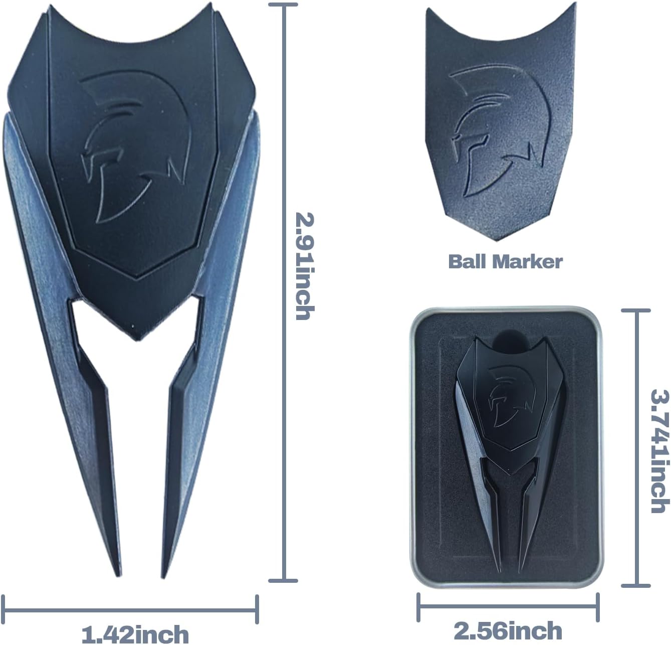 Spartan Helmet Golf Divot Tool with Magnetic Ball Marker & Belt Clip, Solid Metal Golf Accessory, Unique Design Gift for Golfers