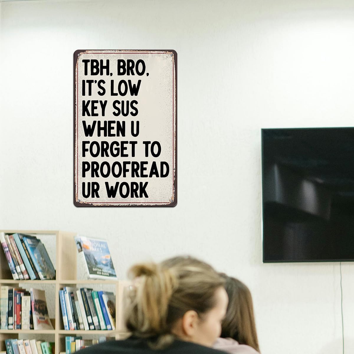 English Teacher Gifts - Funny Classroom Wall Hanging Tin Sign Decor, Ideal Gifts for English Teachers, High School & Middle School Classroom Wall Art, 8x12 Inch