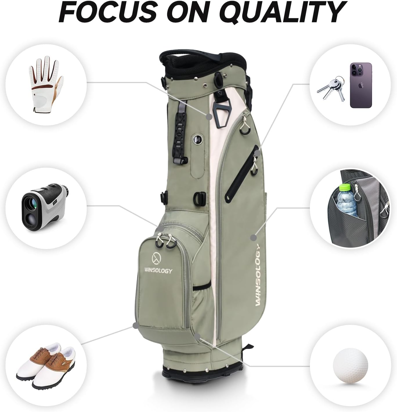 Lightweight Golf Stand Bag with 4 Way Top Dividers for Men and Women, Only 4.2 Pounds, 8 Storage Pockets Including Cooler, Double Shoulder Straps, Womens Golf Club Bag