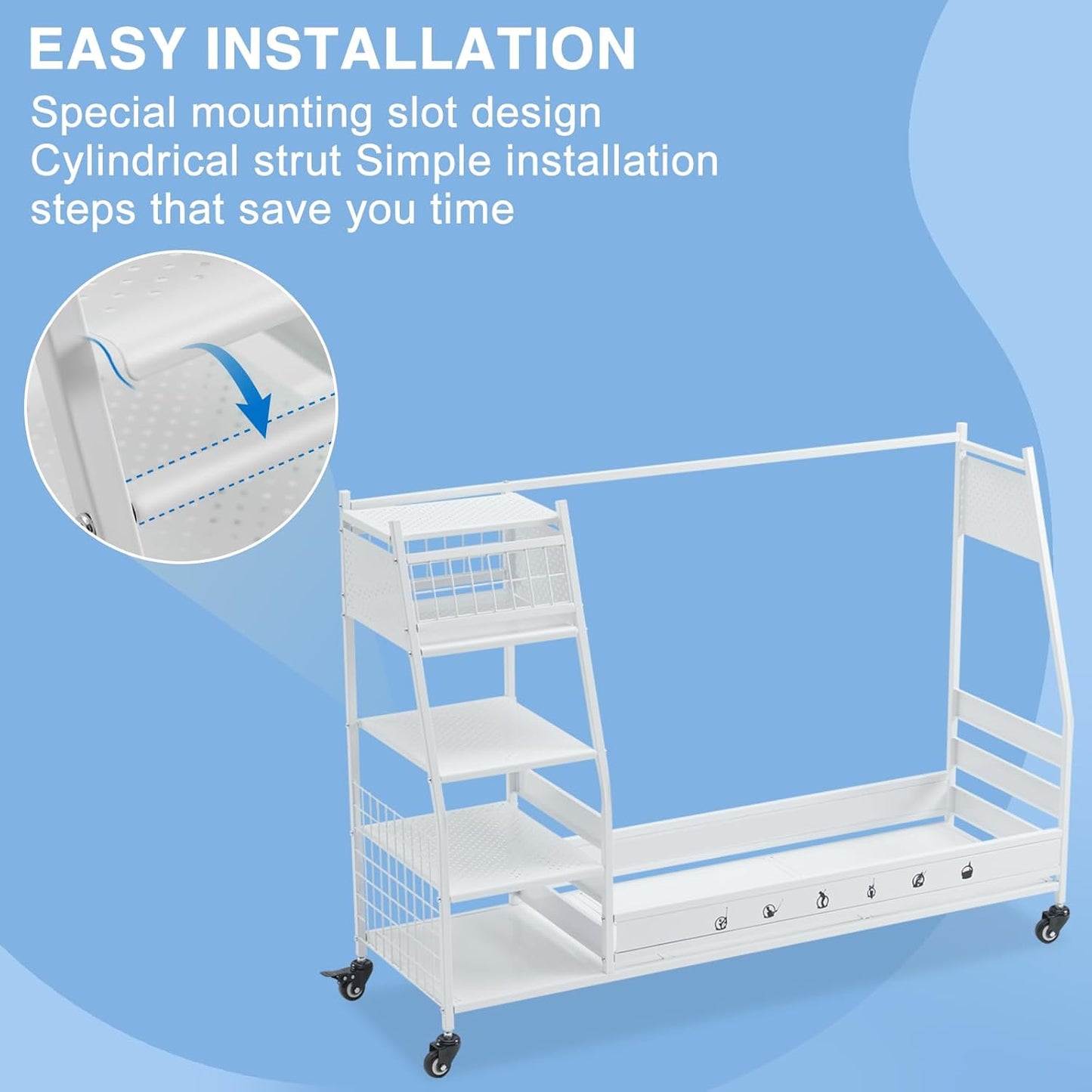 Lauren&Harold Golf Bag Organizer Garage Storage, Golf Storage Rack Stand Fits 2 Golf Bags, Golf Clubs and Other Golfing Equipment Accessories, Golf Organizer for Garage, Club, Shed, Basement