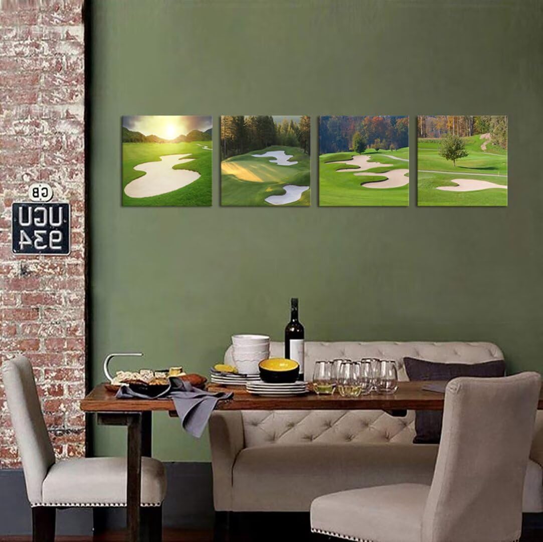 Pankila Golf Course Wall Art Sunrise Golf Landscape Canvas Prints Golf Wall Decor for Living Room Bedroom Bathroom Club Gym Home Decorations Painting Framed Artwork Ready to Hang (20''W x 20''H x 4)