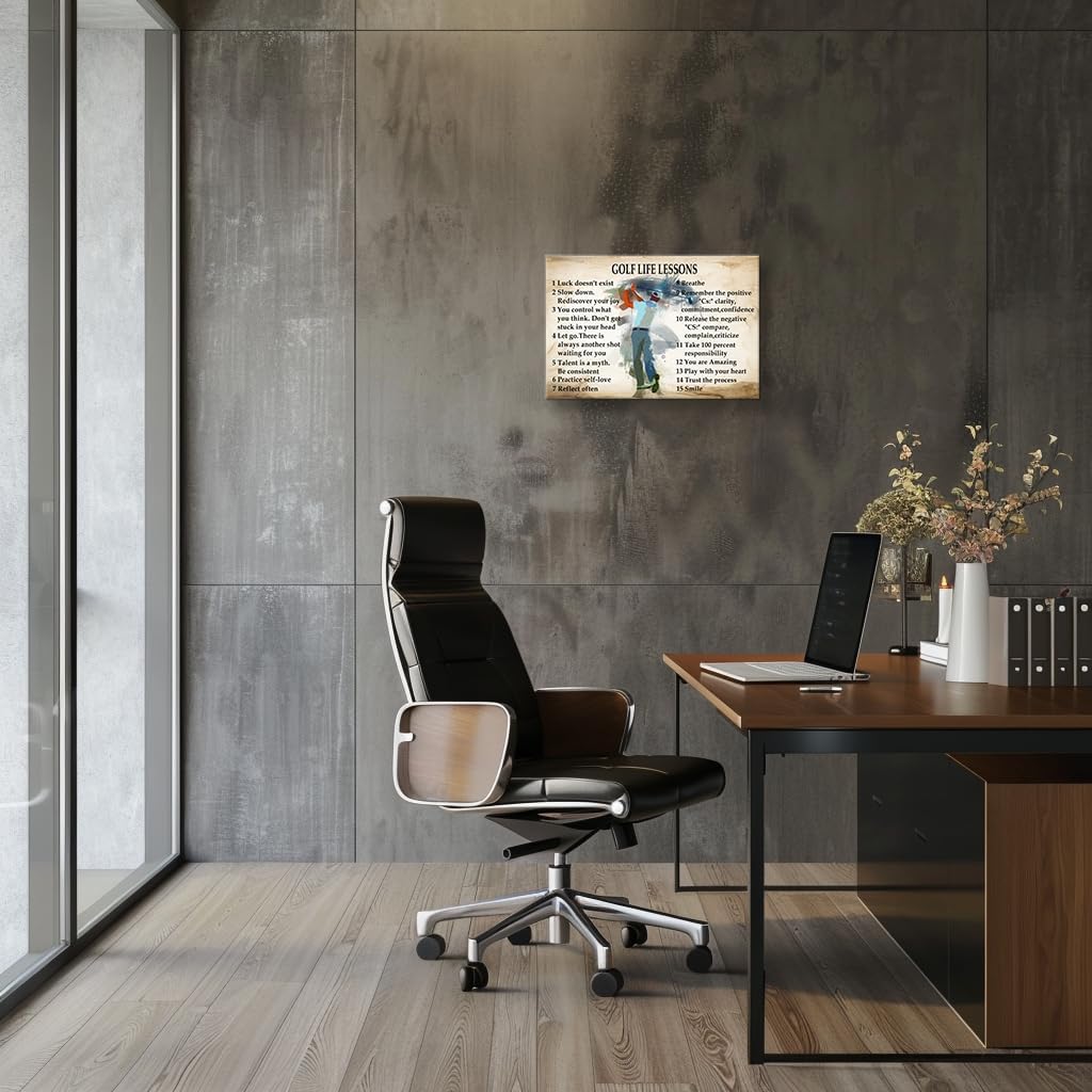 Wallpicss Vintage Golf Wall Art Framed Life Lessons Inspirational Quote Poster Golf Pictures Painting Artwork Motivational Art Prints 16x24 inches