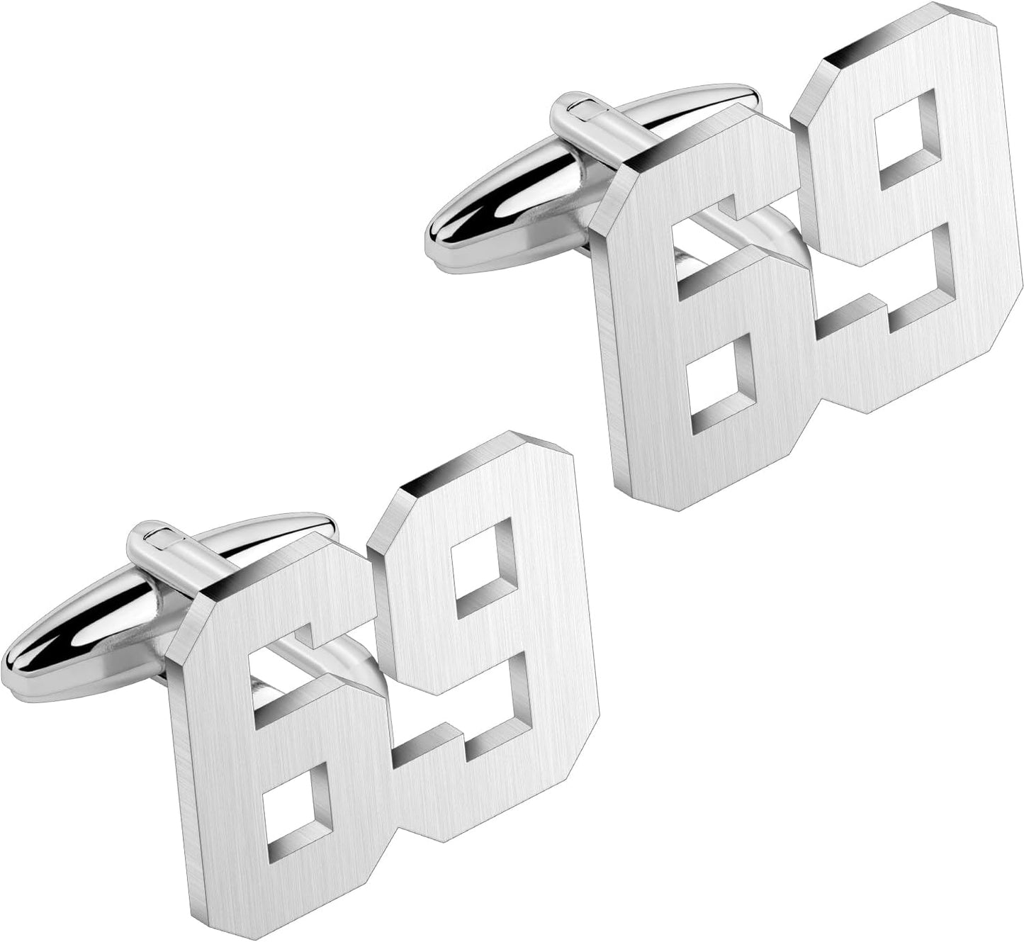 AMITER Mens Cufflinks with Number, Classic Silver Personalized Cuff Links for Men, Sport’s Day Casual or Formal Shirts