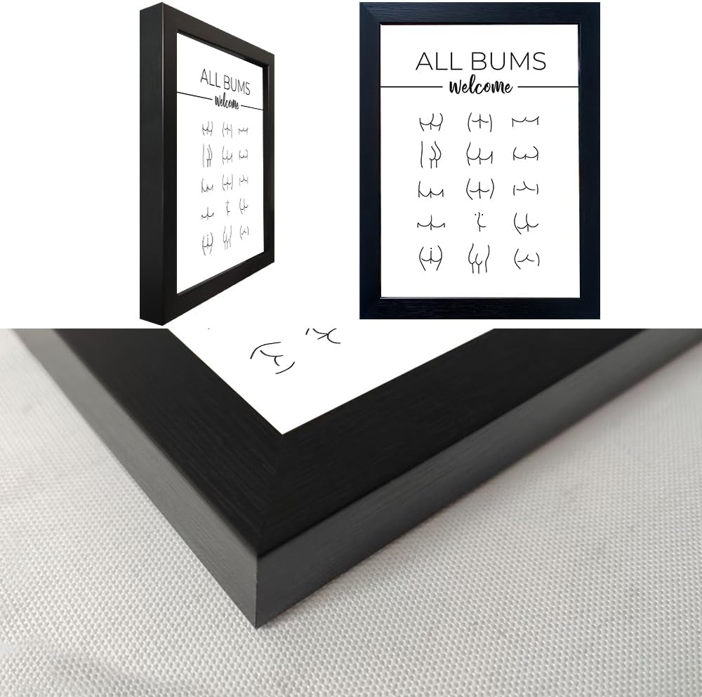Funny Black and White Framed Modern Minimalistic Canvas Print Bathroom Sign Artwork