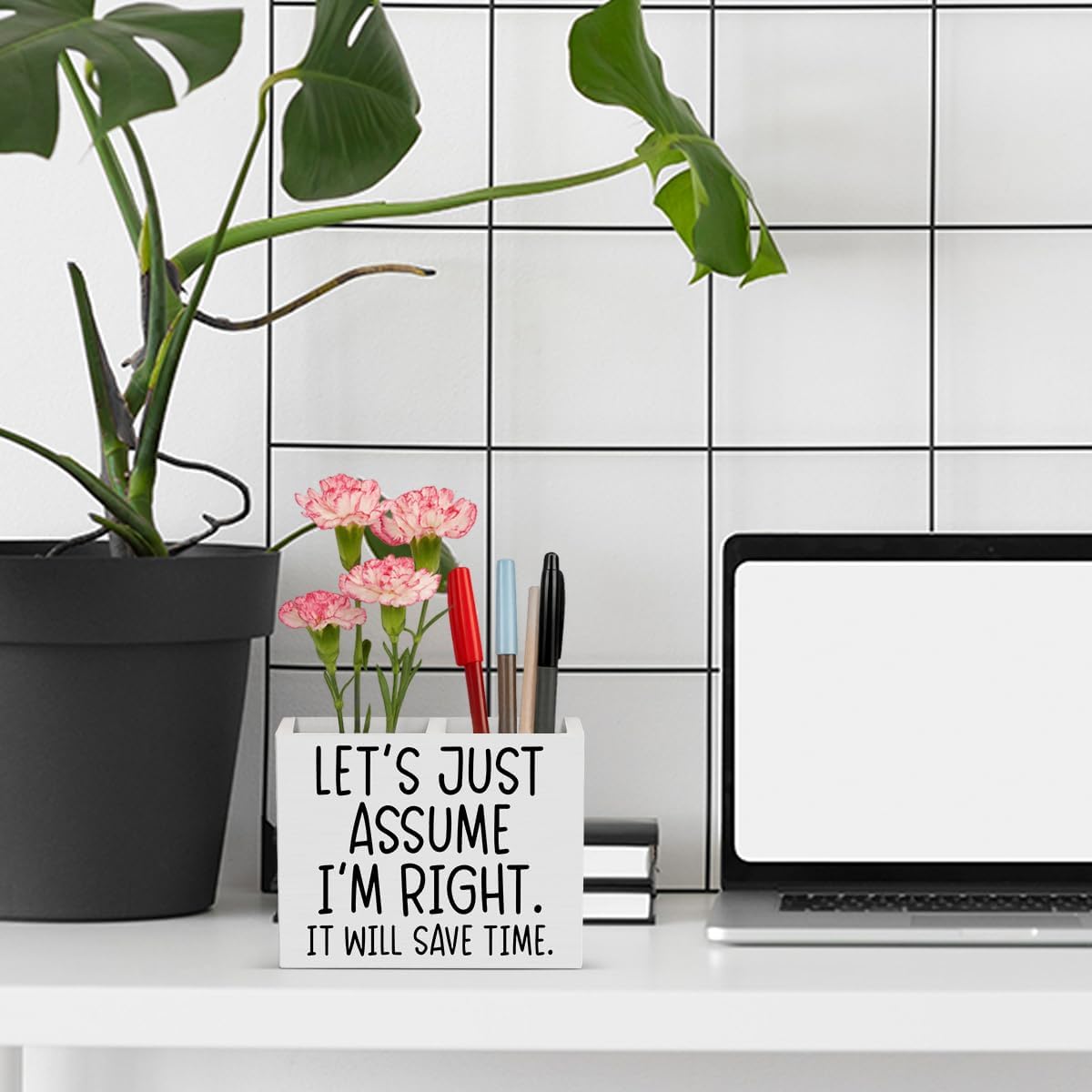 Bosses Day Gifts for Women Men Manager Funny Office Decor for Women Wooden Pencil Holder National Boss Day Decorations Gifts for Supervisor Leader Manager Men HR Coworker Office Desk Decor A 05