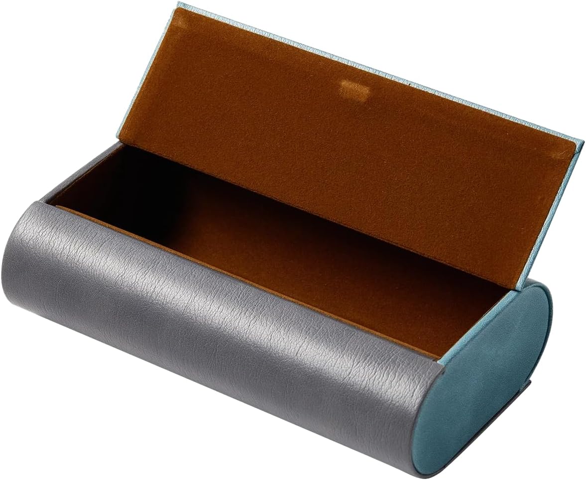 Dual Glasses Case, 2-in-1 Hard Shell PU Leather Case for Eyeglasses, with Magnetic Closure for Men & Women