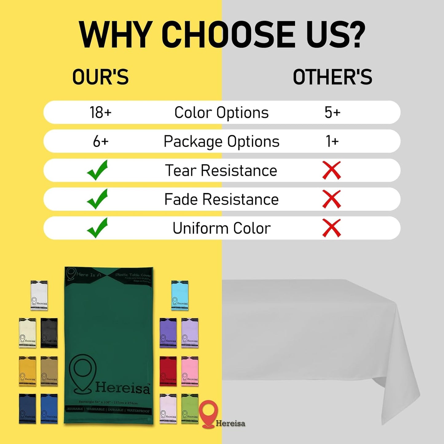 Plastic Dark Green Tablecloths 3 Pack Forest Green Disposable Table Covers 54" x 108" Hunter Green Table Cloths for Tropical Tiki Luau Parties Birthdays Christmas, Fits 6 to 8 Foot Rectangle Tables