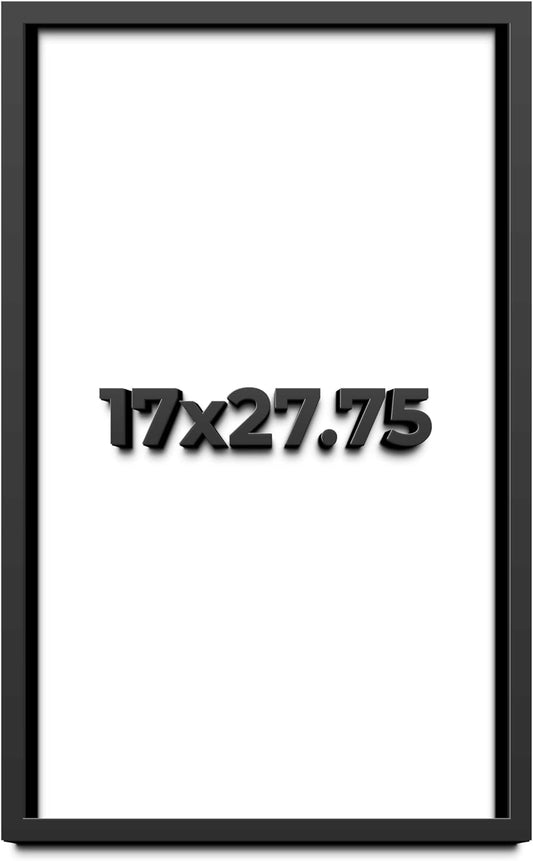 17x27.75 Shadow Box Black Solid Wood Display Frame with White Acid-Free Backing UV Acrylic & Hanging Hardware - with 3/4" Usable Depth