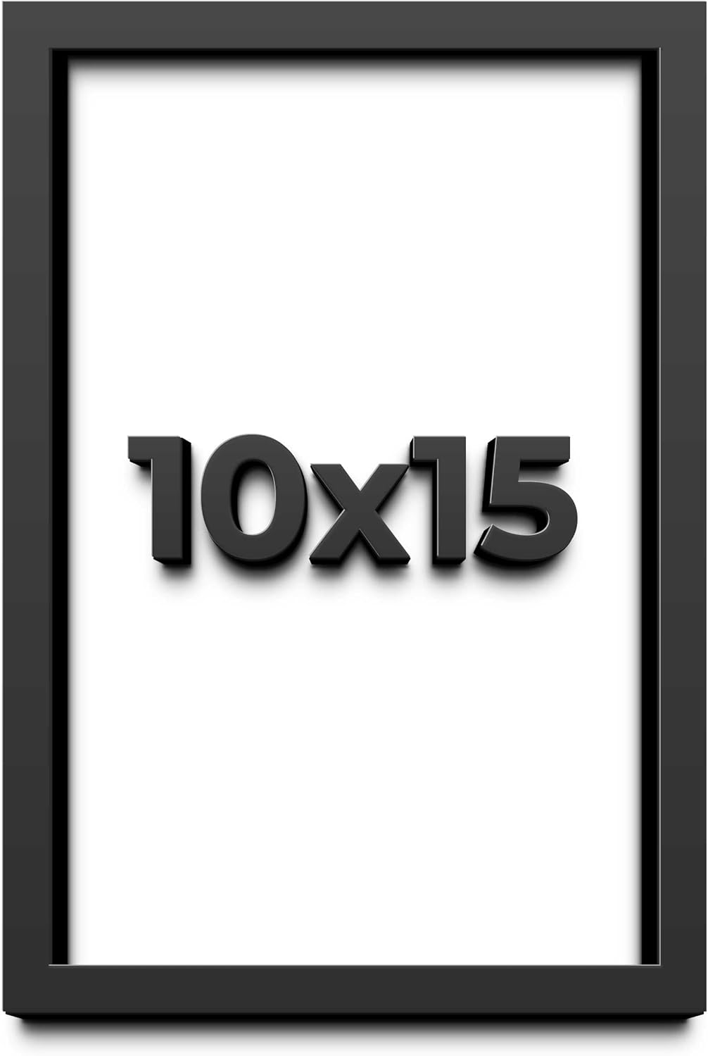 10x15 Shadow Box Black Solid Wood Display Frame with White Acid-Free Backing UV Acrylic & Hanging Hardware - with 3/4" Usable Depth
