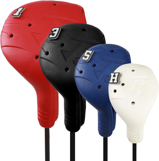 Golf Head Covers, EVA Plastic Golf Club Covers for Driver Fairway Woods Hybrid, Driver Headcover with Pins, Fit All Right-Handed Golf Clubs, Easy On Off, Washable