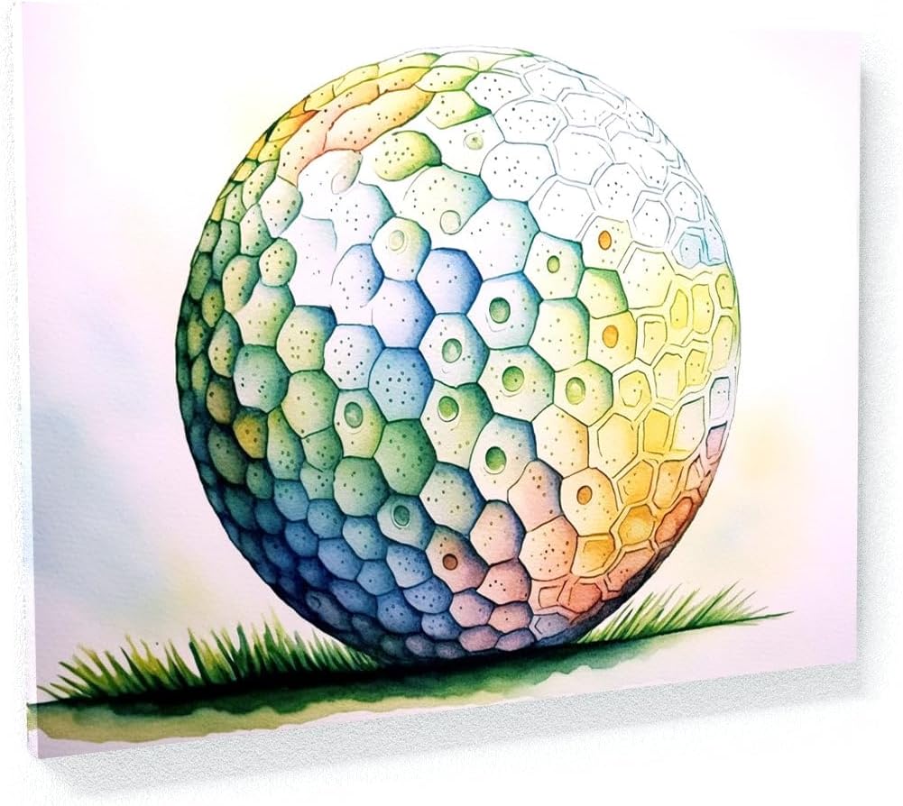 Sense Canvas Golf Ball Watercolor 27 Canvas Art - Home Decor Wall Art Print Poster Painting Medium 24x18 / 0.75"