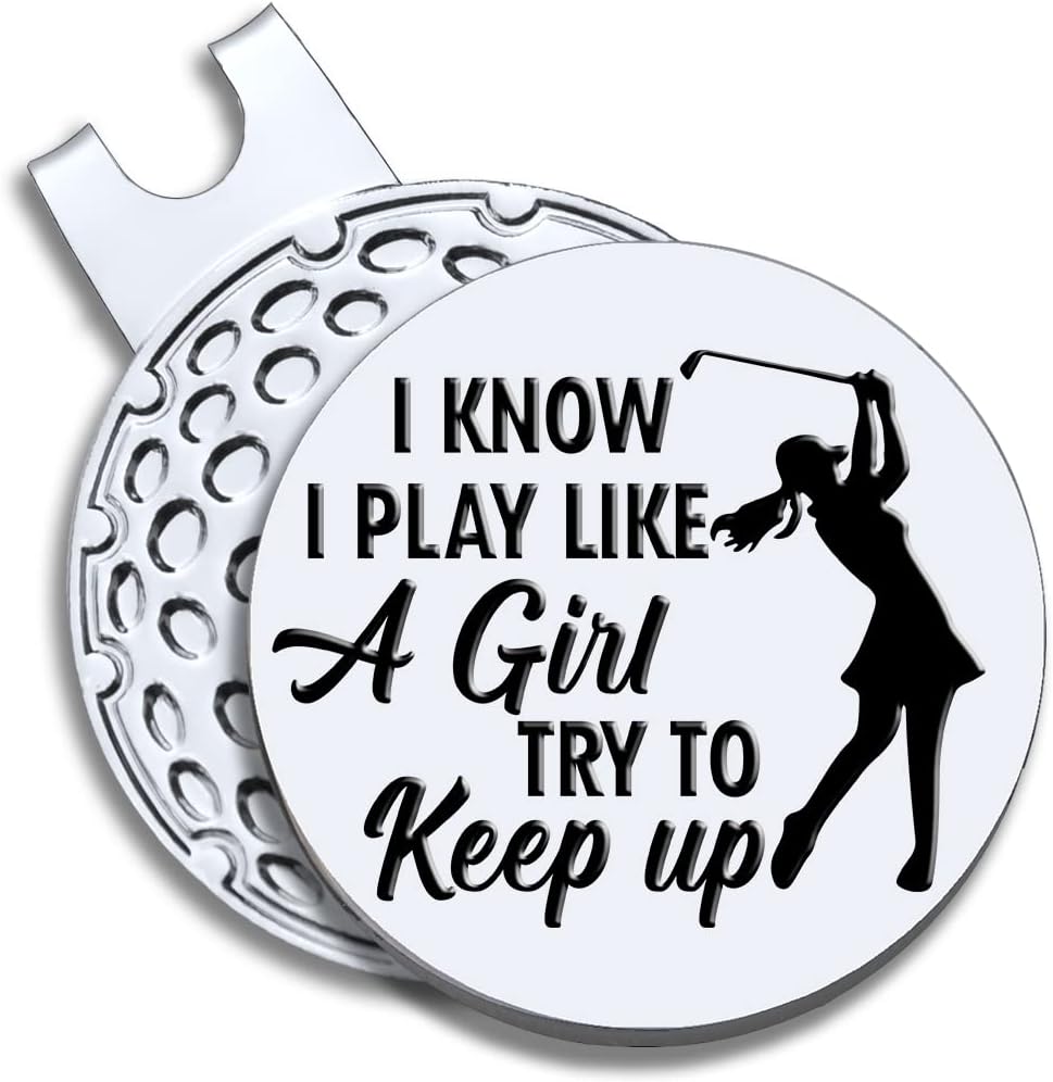 Strong Woman Golfer Ball Marker with Magnetic Hat Clip, Funny Golf Accessories Gifts for Proud Women, Novelty Birthday Gifts for Women Golfer Fan