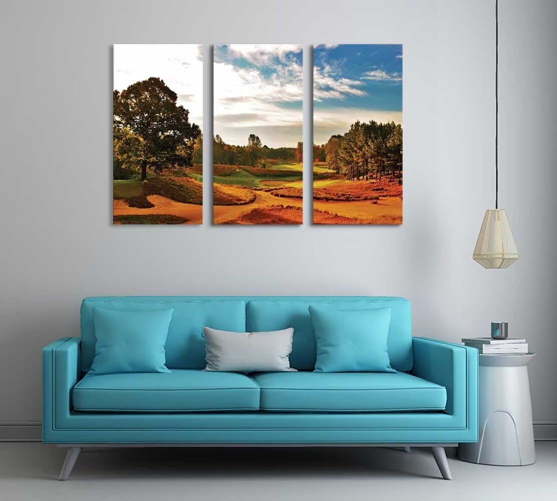chenchenArt Tobacco Road Golf Course Canvas Wall Art Carolina Golf Course Picture Poster Canvas Prints Wall Decor for Living Room Bedroom Home Decorations Framed Ready to Hang(20''W x 40''H x3)